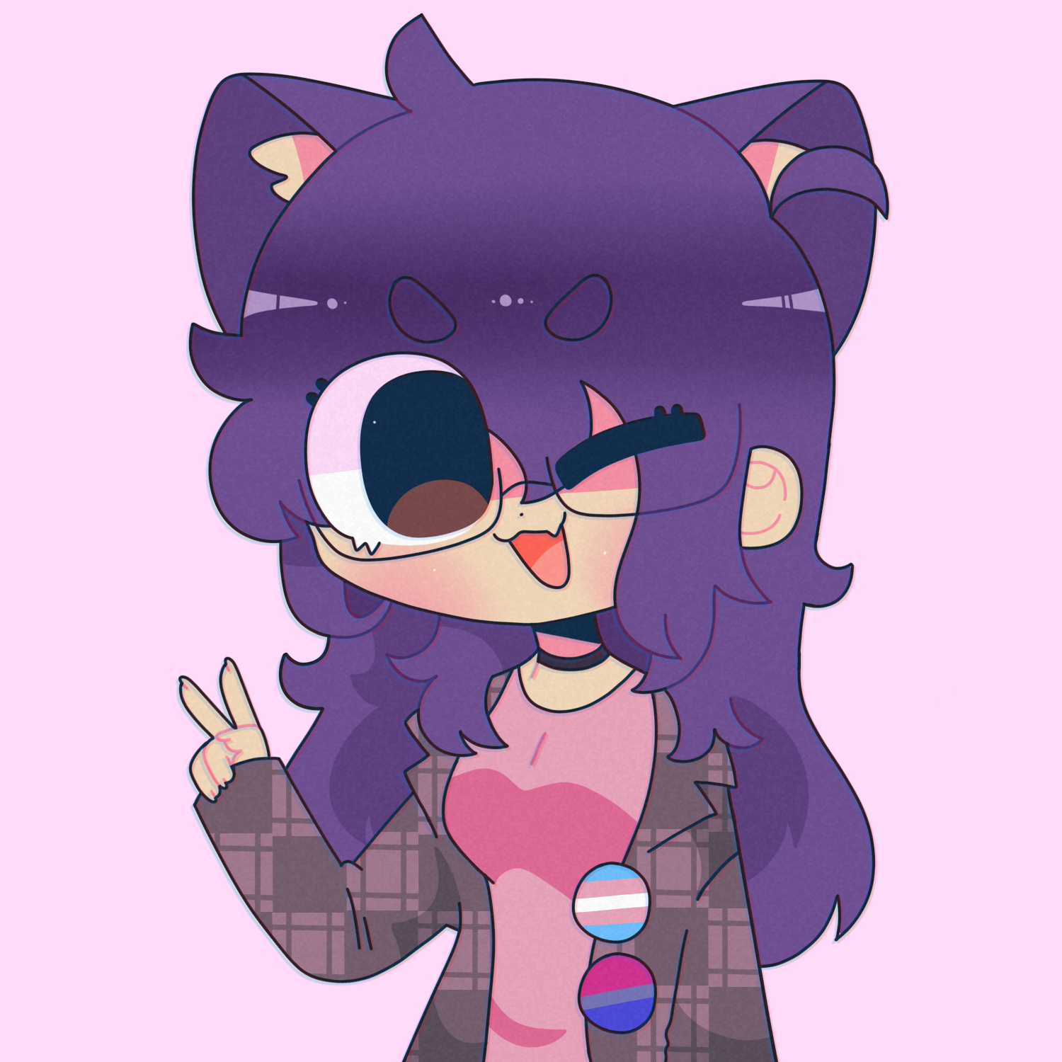 a catgirl with purple ears, based on the previous picrew